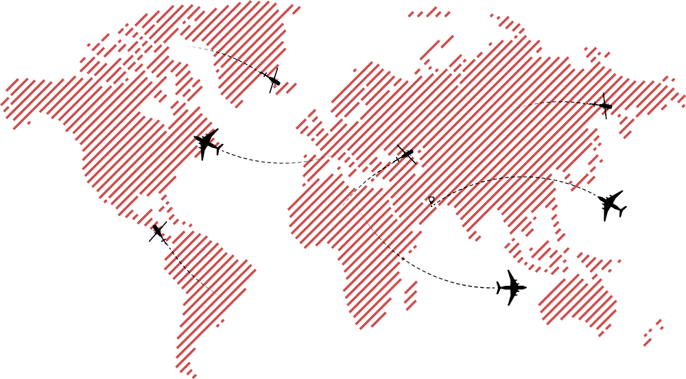 World-Map-Flights-EmergencyC-01-opt Emergency charter, air ambulance, and rescue flights operated by Dela World Charter across the globe.