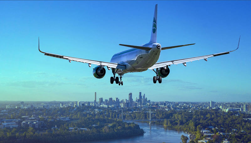 A Boeing aircraft landing in a city in the US as part of an ACMI lease by Dela World Charter.